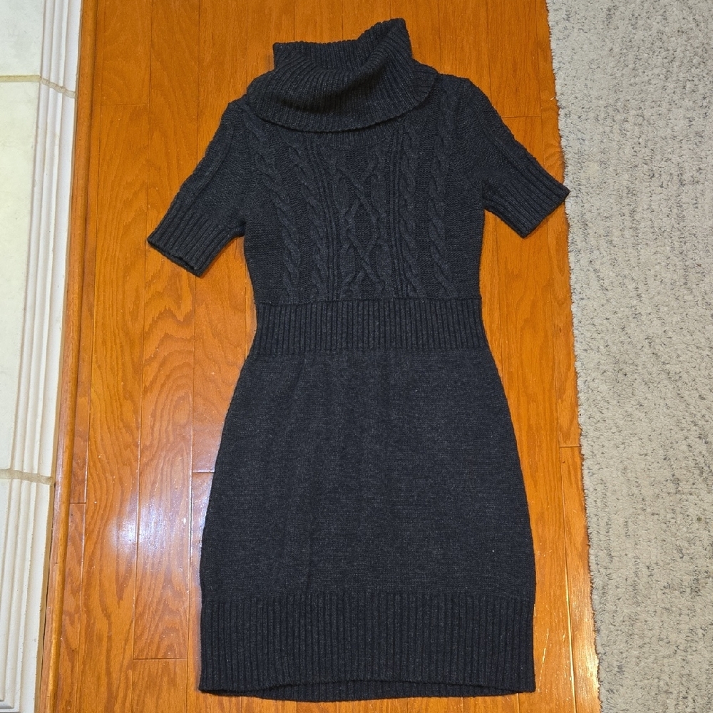 LOFT Charcoal Cowl Neck Sweater Dress